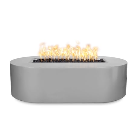 The Outdoor Plus 72 Rectangular Bispo Fire Pit, Powder Coated Metal, Pewter, Match Lit with Flame Sense, Liquid Propane OPT-BSPPC72FSML-PEW-LP
